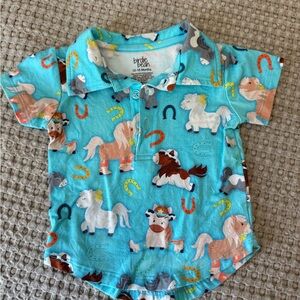 Birdie Bean Turquoise Pony Print Polo for Kids